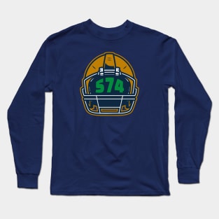 Retro Football Helmet 574 Area Code South Bend Indiana Football Long Sleeve T-Shirt